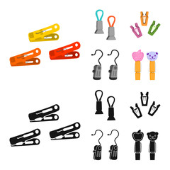 Vector illustration of retro and pins sign. Set of retro and equipment stock symbol for web.