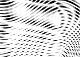 Abstract halftone of dots background. Monochrome texture of waves of dots black on white. Poster pop art