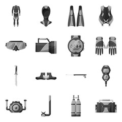 Fototapeta premium Isolated object of snorkeling and sport icon. Collection of snorkeling and diving stock vector illustration.
