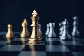 Chess board game business strategy or leadership concept.
