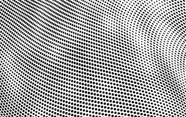 Abstract halftone of dots background. Monochrome texture of waves of dots black on white. Poster pop art