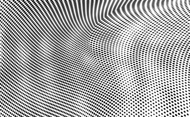 Abstract halftone of dots background. Monochrome texture of waves of dots black on white. Poster pop art