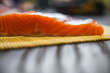 salmon slice Japanese cuisine ,fresh salmon sashimi in Japanese style