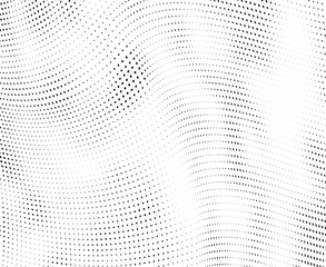 Abstract halftone of dots background. Monochrome texture of waves of dots black on white. Poster pop art