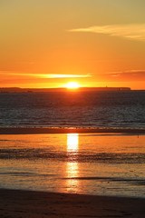 Beauty sunset view from beach in Saint Malo,  Brittany, France