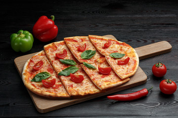 pizza with tomatoes, mozzarella and tartar sauce