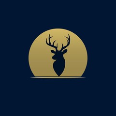 deer head circle logo icon design vector