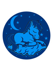 Pony Pferd schlafen Mädchen jungen süss lieb mond sterne nacht müde lächeln 3c