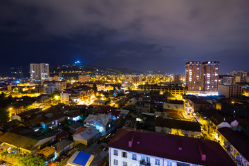 Naklejka premium Night City Landscape, View From Above. 