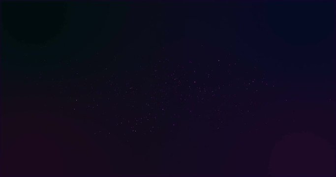Sci-Fi backdrop with clouds particles system in dark purple liquid. Bright polygonal particles as asteroids and meteor flows. Gradient background with rainbow dust moving after explosion.