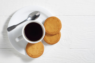 Coffee with oatmeal cookies