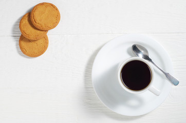 Coffee with oatmeal cookies