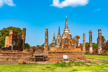 Obraz premium Temple area in Wat Phra Si Sanphet at Ayutthaya Historical Park