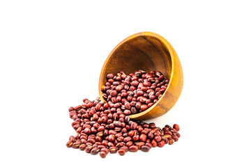 Red beans in wooden bowl