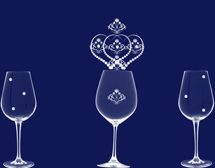 wine glasses on a black background
