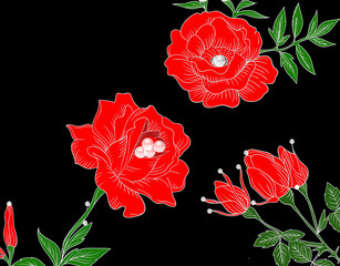 set of red roses