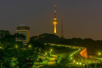 Fototapeta na wymiar Scenic most beautiful night on Mount Namsan N-SEOUL TOWER South Korea
