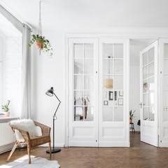 Townhouse interior with open doors