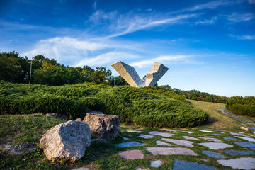 Monument broken wings, also called V/3, dedicated to the victims of WW2 in memorial park Sumarice,...