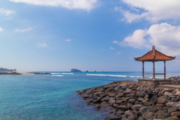 Morning atmosphere in Sanur Beach, Bali, Indonesia.Summer sunny day.