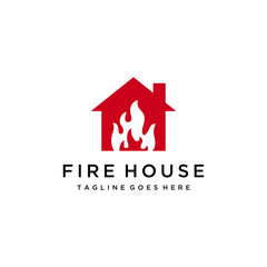 Illustration Modern Real Estate Property and Construction fire flame Logo design