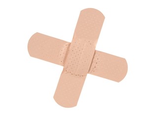 Adhesive band-aid cross on white