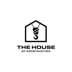 illustration Modern house pulley industry sign logo vector design