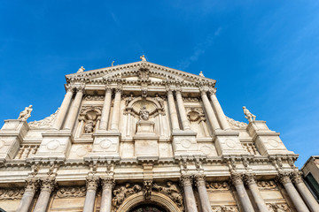 Venice, facade of the church of Santa Maria di Nazareth or degli Scalzi in baroque style. UNESCO world heritage site, Veneto, italy, Europe