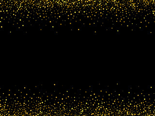 Vector black background with gold glitter sparkle, greeting card template