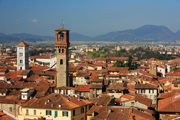 Fototapeta premium Ancient buildings in Lucca, Italy