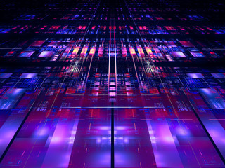 Abstract glossy surface with glowing lines - digitally generated 3d illustration