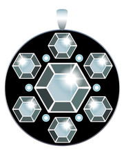 Obraz premium Jewel - pendant, pendant with rhinestones or shiny, shining precious stones - vector illustration close-up.
