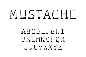 Mustache hand drawn vector type font in cartoon comic style