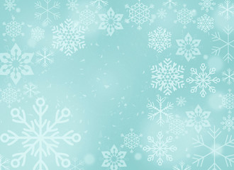 different white snowflakes on turquoise background, Rast, winter print