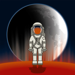 Astronaut steht auf Mars © Guido