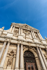Venice, facade of the church of Santa Maria di Nazareth or degli Scalzi in baroque style. UNESCO...