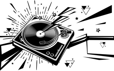 Black and white turntable musical design