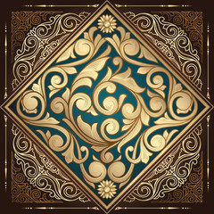 Golden ornate art deco vintage card