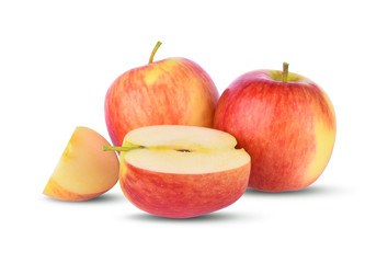 Gala apples over white background