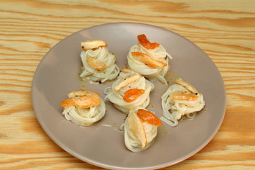 gluten-free food. rice noodle. stew of chicken and rice flour