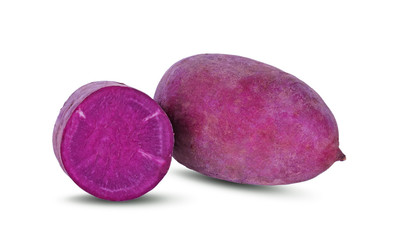 potato purple sweet on white background