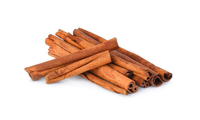 Cinnamon sticks isolated on white background.