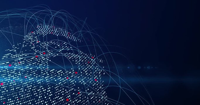 Vernetzte Erde 01 mit Linien, Flares, Roten Punkten und HG