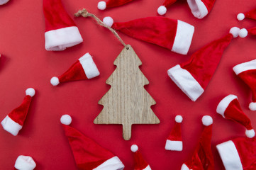 Christmas decoration  on the background of a tree with copy space