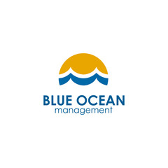 Blue ocean logo design vector template