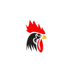 Fighter chicken logo design vector template