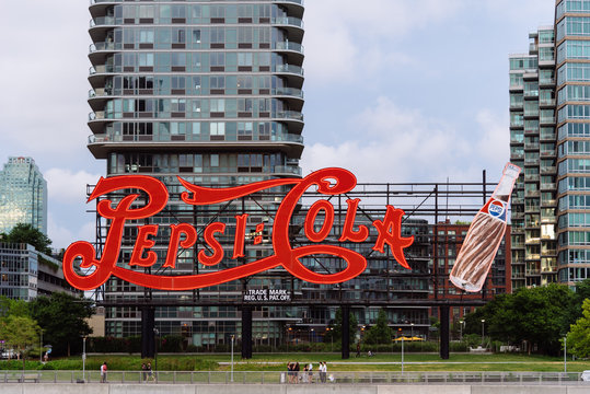 Pepsi Cola Sign At Gantry Plaza State Park In Queens