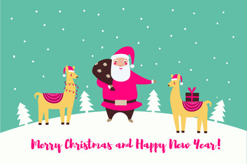 Christmas Santa greeting card; 