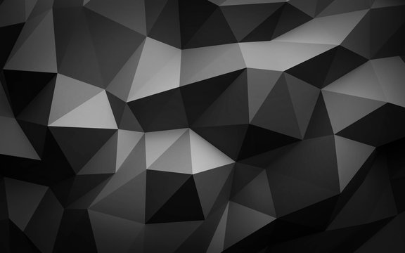 dark shades of grey abstract polygonal Background Illustration Texture folded paper 3d render