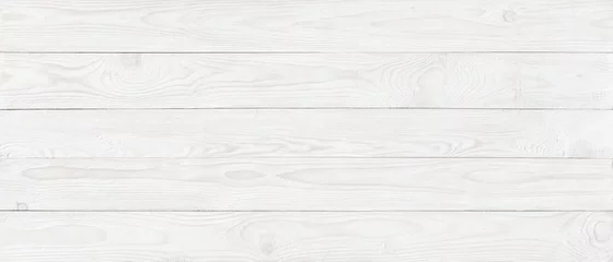 Zelfklevend Fotobehang witte houtstructuur achtergrond, brede houten plank paneel patroon © elovich